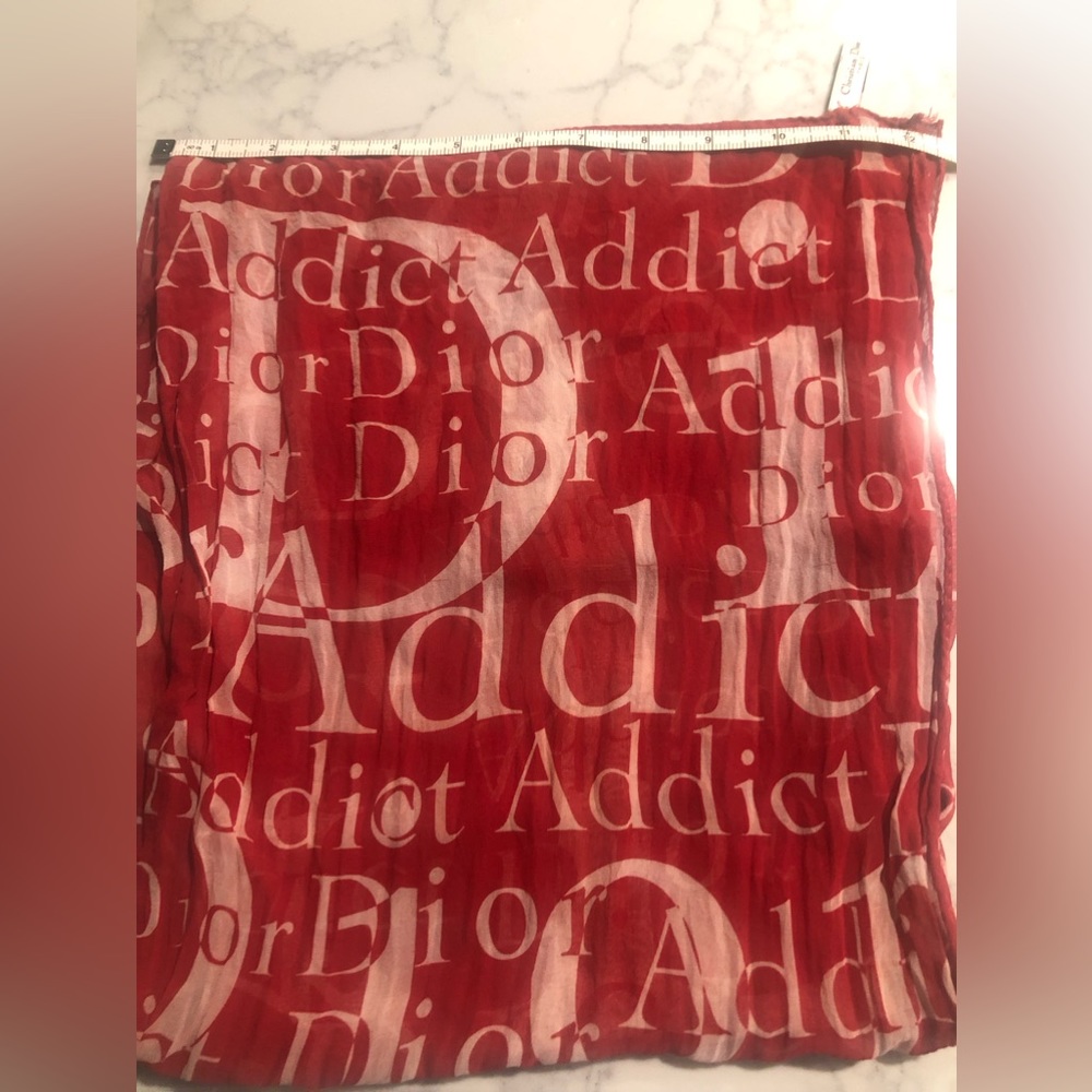 Dior Addict Red silk scarf 14x56